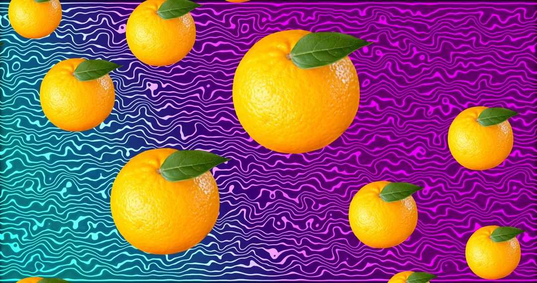 Vibrant Oranges floating on Colorful Abstract Background