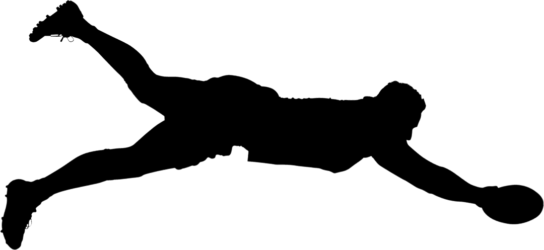 Transparent Silhouette of Rugby Player Diving With Ball