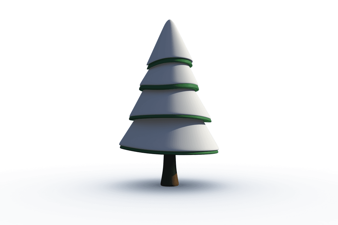 Snowy Winter Christmas Tree on Transparent Background