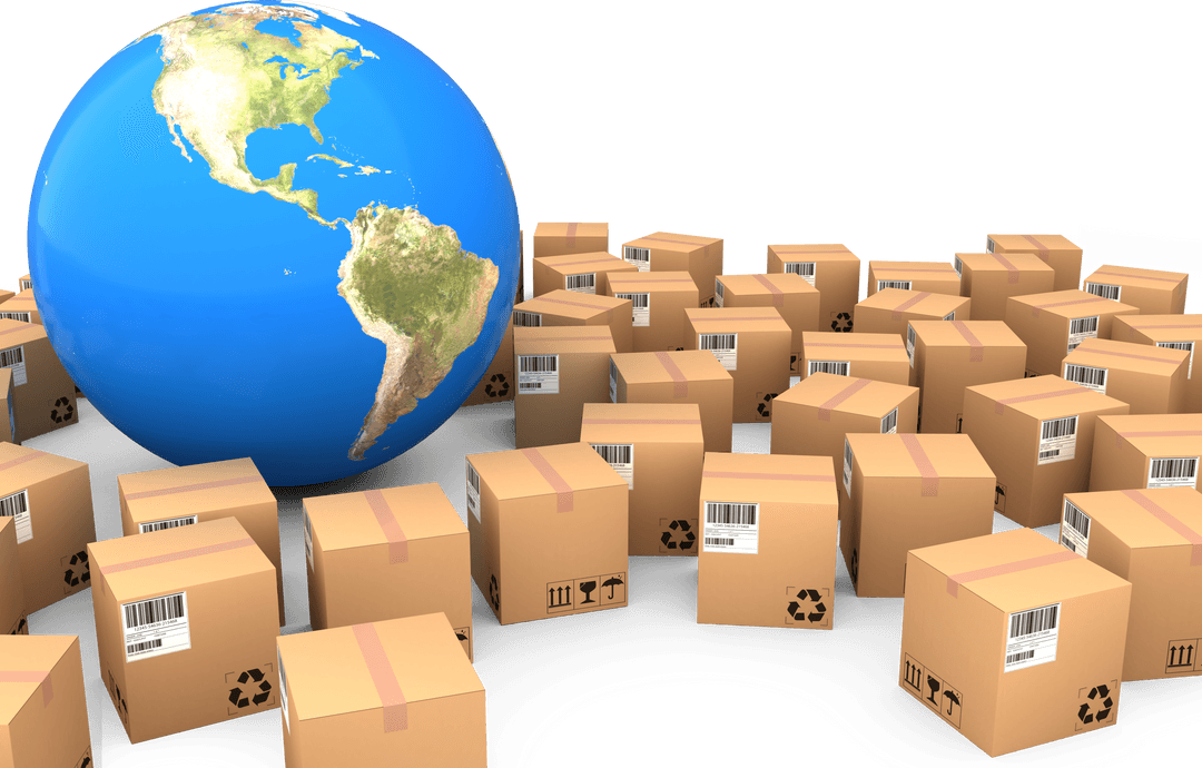 Transparent Concept of Global Freight Transport with Cardboard Boxes
