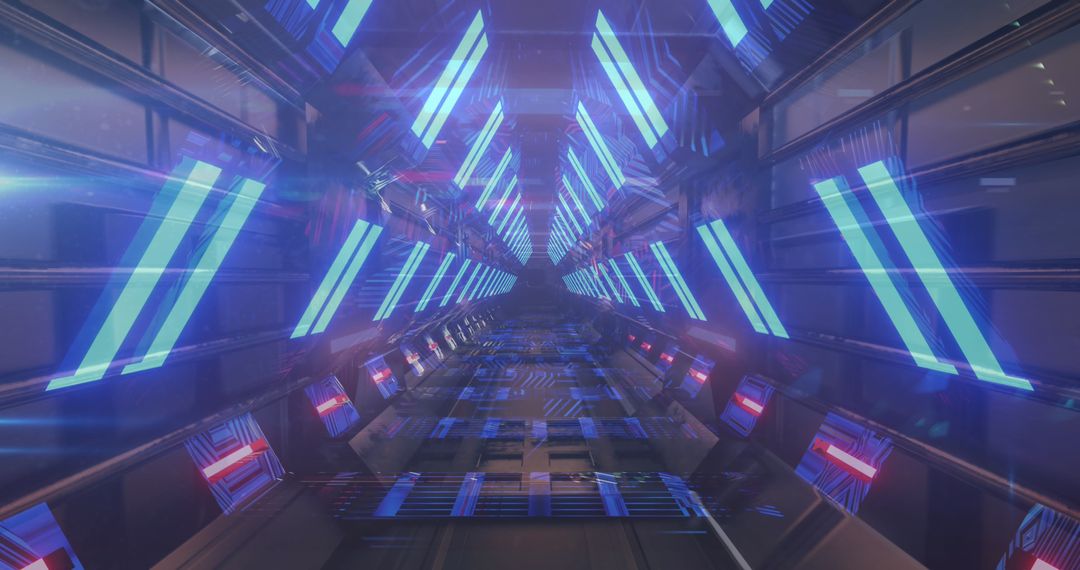 Digital Tunnel with Matrix of Neon Lights Seamless Design