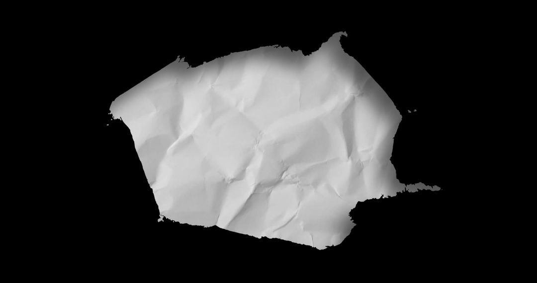 Crumpled White Paper on Black Background, Abstract Texture Design