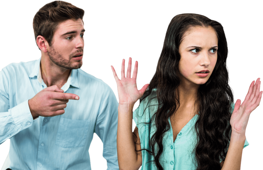 Transparent Image of Displeased Couple in a Heated Argument