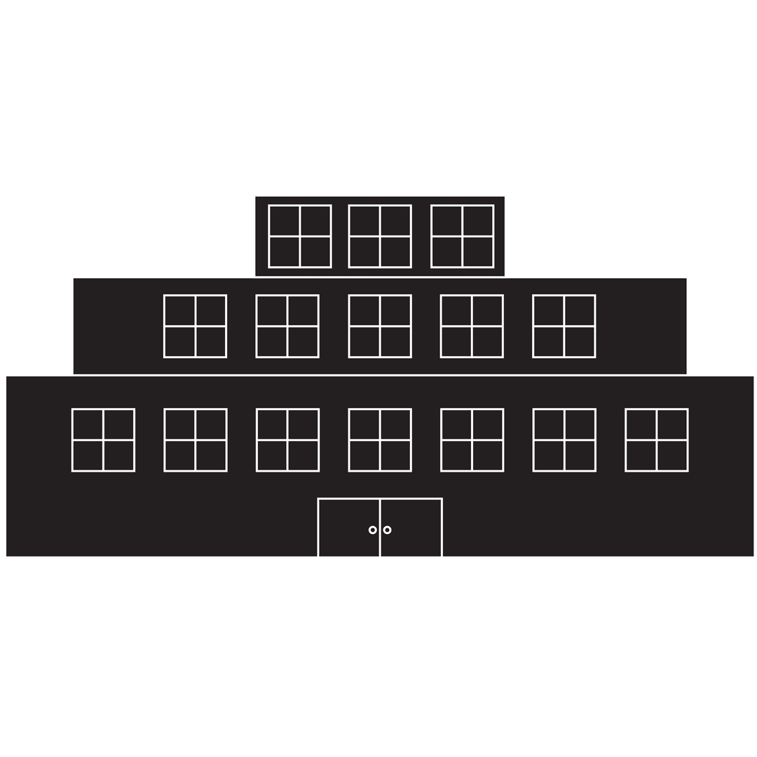 Transparent Black School Building on Clear Background