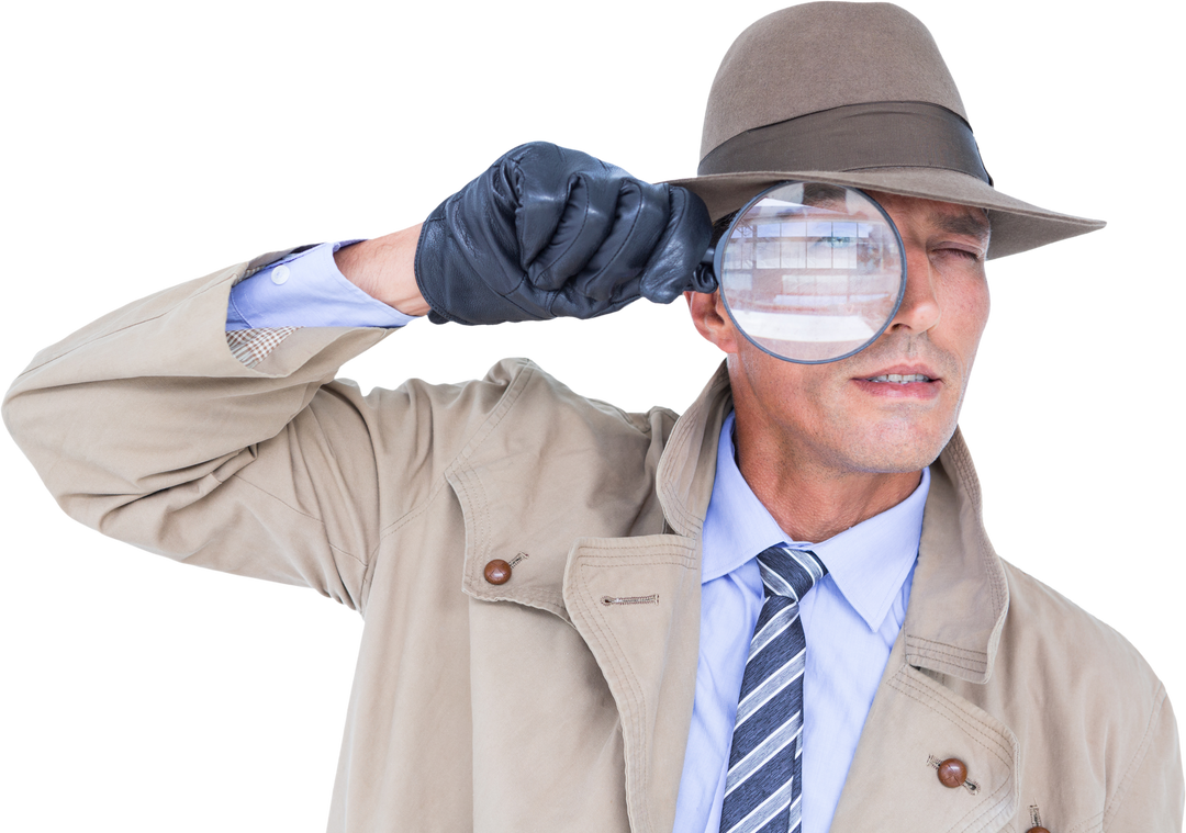 Transparent detective observing through magnifying glass - Download Free Stock Images Pikwizard.com