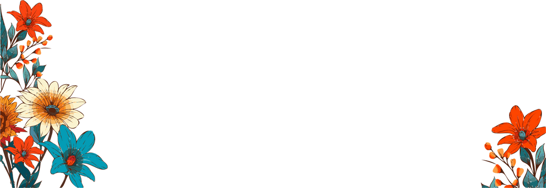 Transparent Floral Corner Design with Colorful Flowers