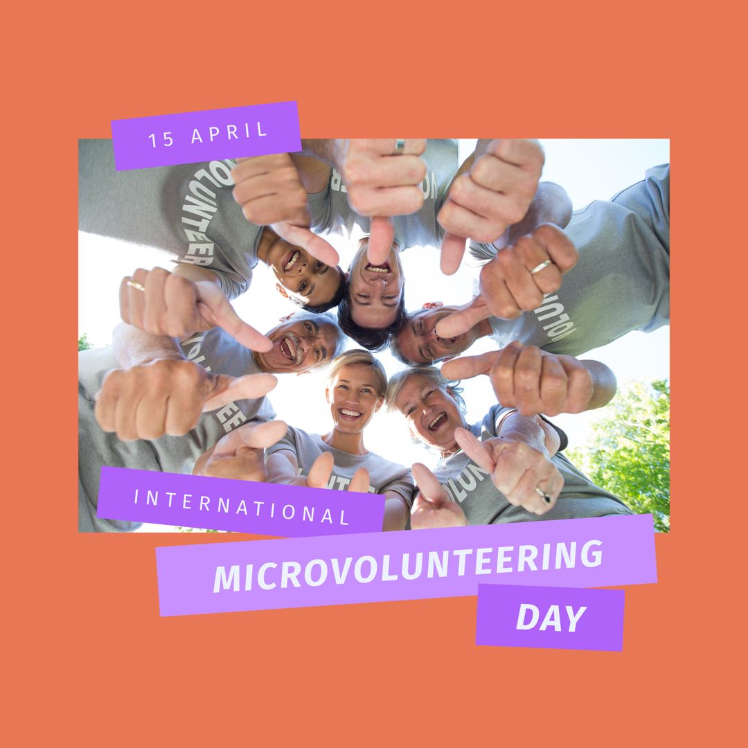 Happy Volunteers Celebrating International Microvolunteering Day