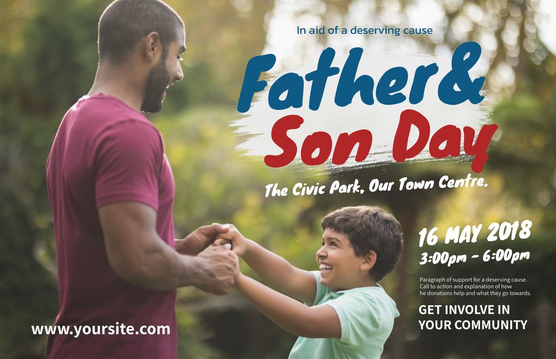 Father and Son Bonding During Community Event Outdoors