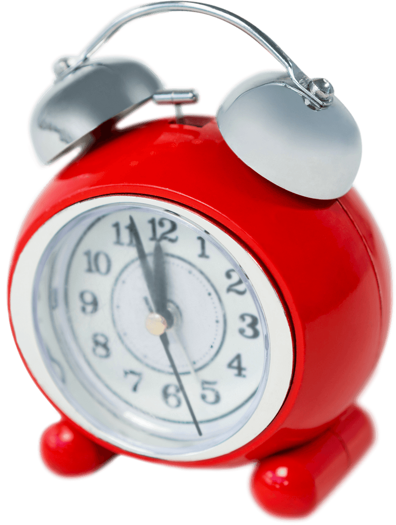 Transparent Red Retro Alarm Clock Isolated on White