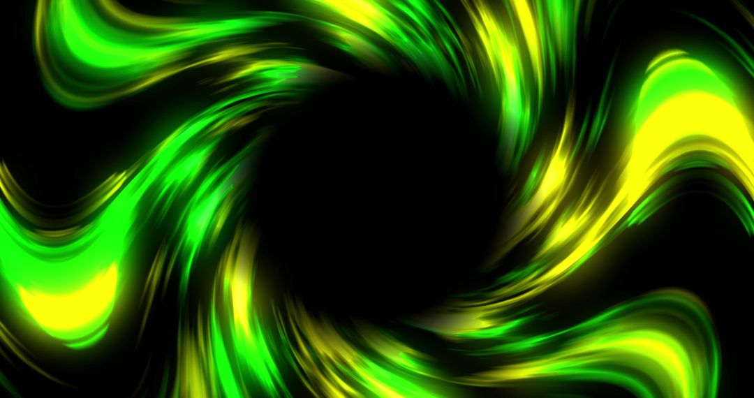 Dynamic Green and Yellow Swirl on Black Background