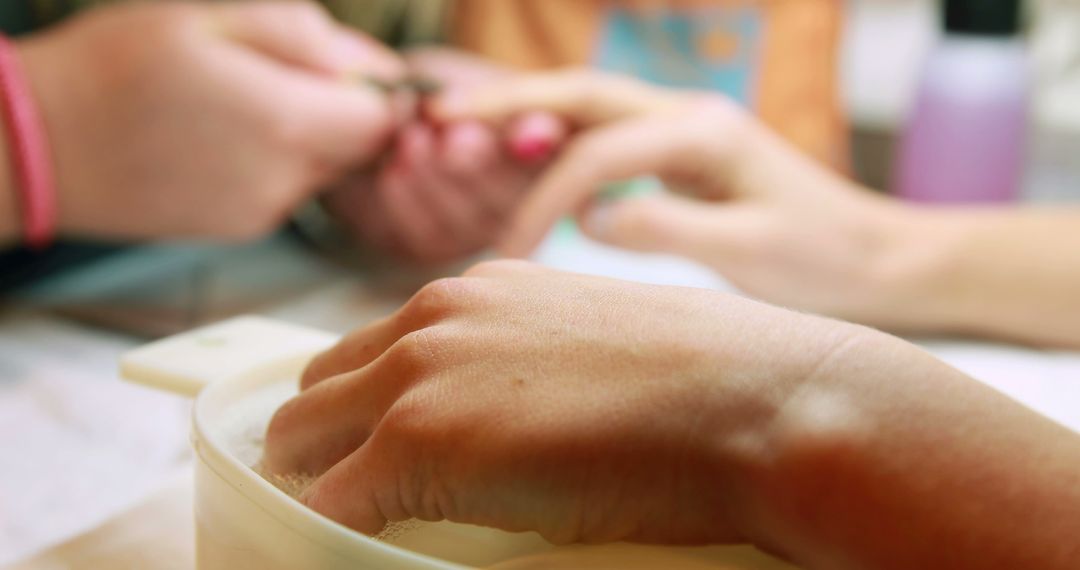 Close-up of Manicure Session at Nail Salon