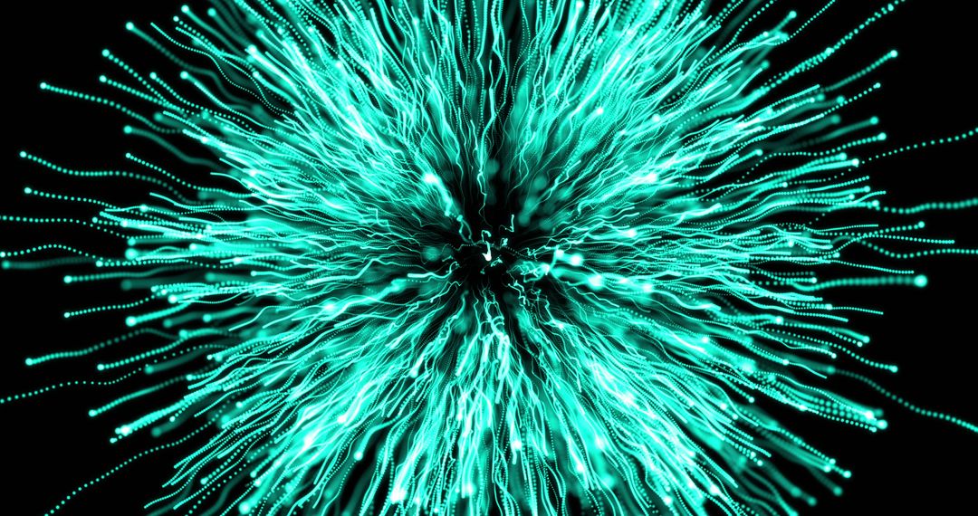 Green Fireworks Burst with Illuminated Trails