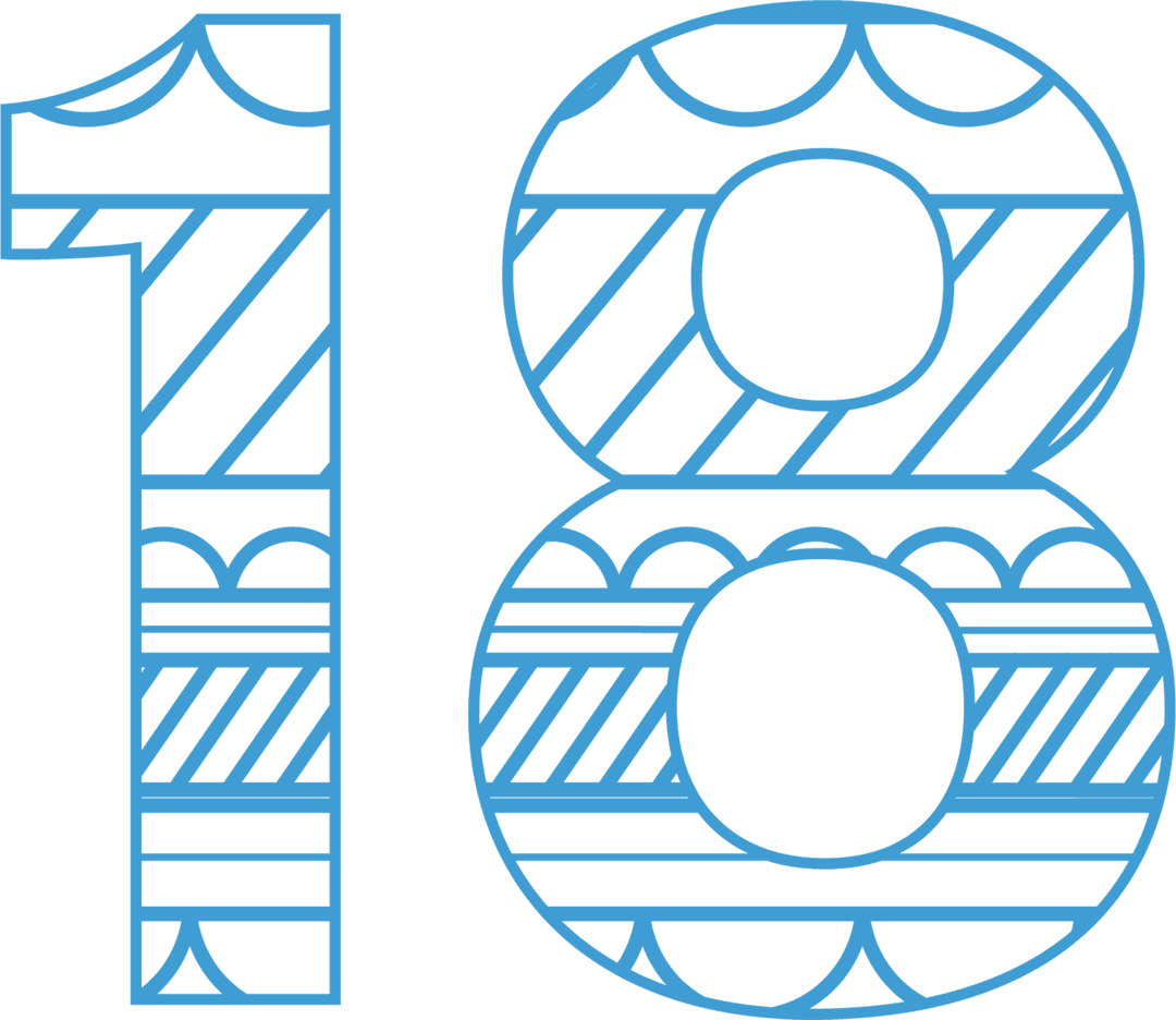 Digital Eighteen Birthday Candle Outline Transparent Vector Illustration