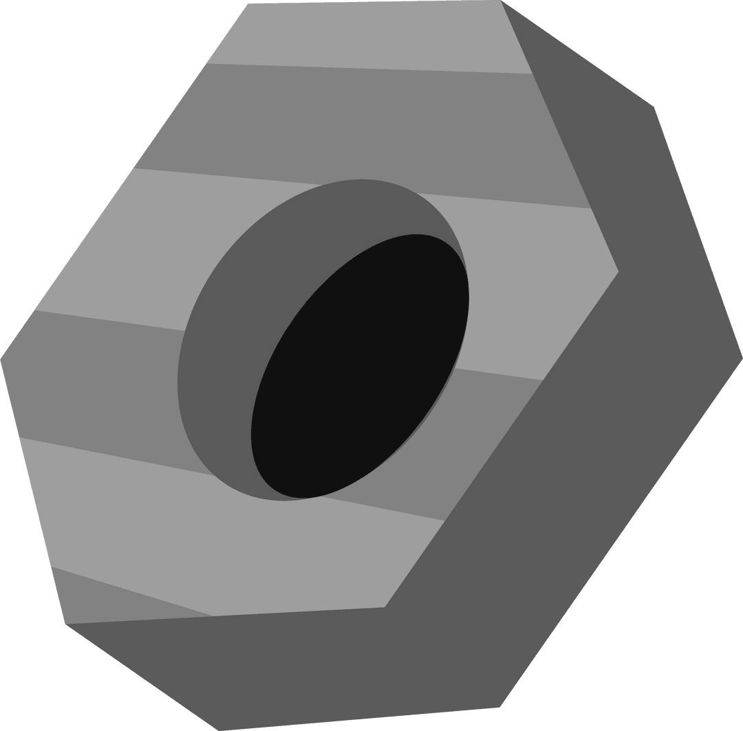 Rotating 3D Metal Nut on Transparent Surface