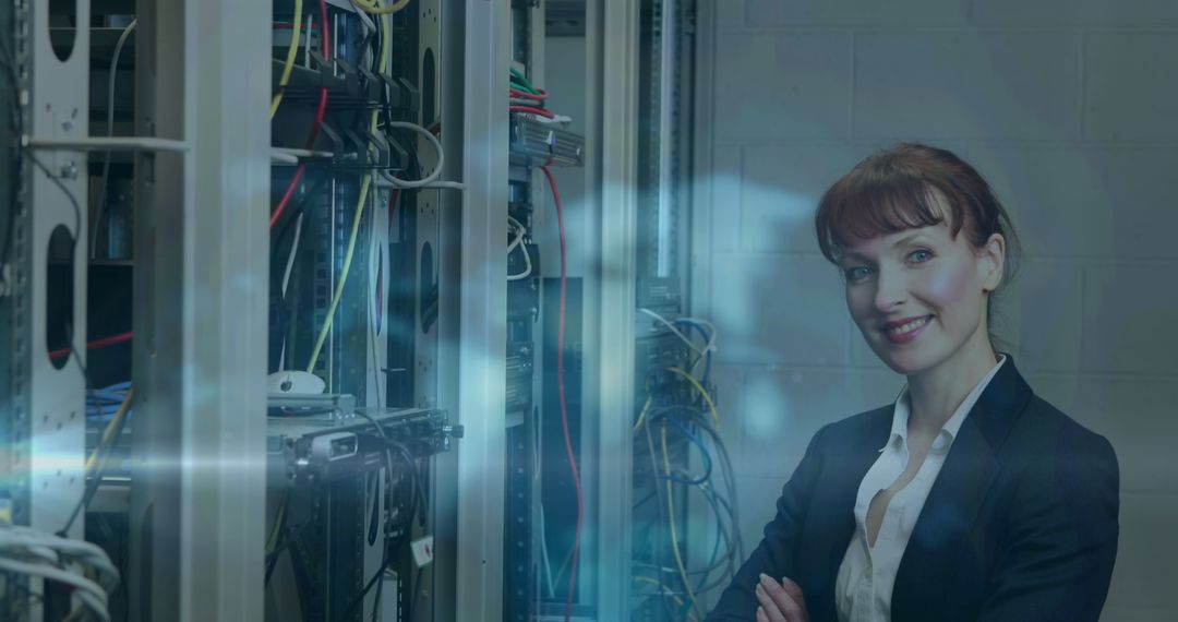 Confident Female IT Professional in Contemporary Data Center