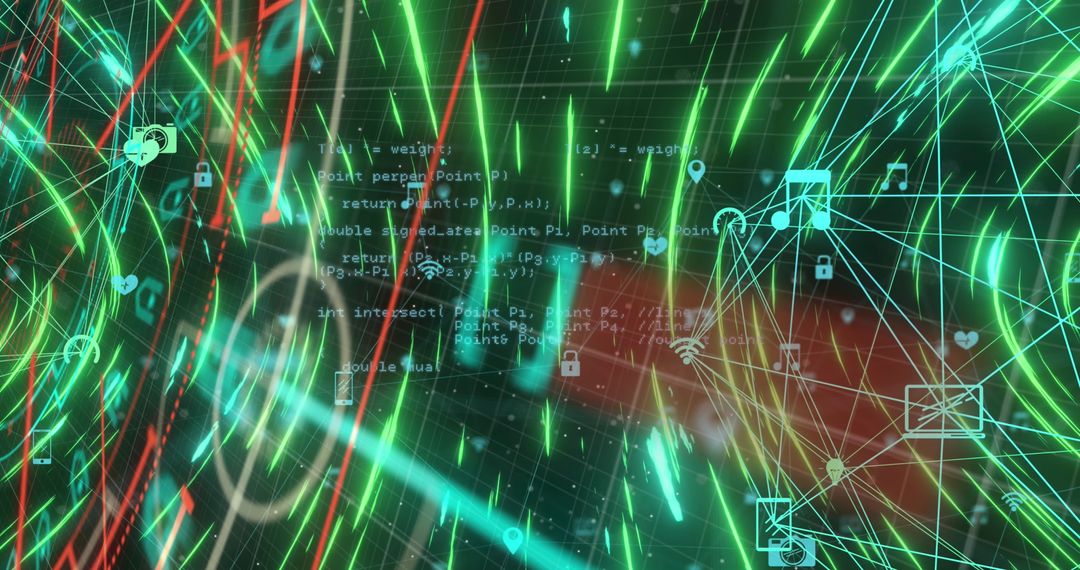 Futuristic Concept with Codes and Abstract Neon Lines