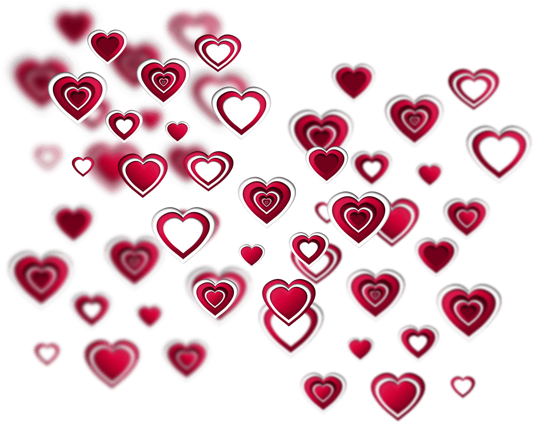 Romantic Heart Pattern Design on Transparent Background
