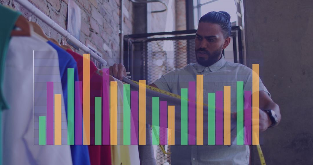 Fashion Designer Analyzing Data Trends in Garment Design