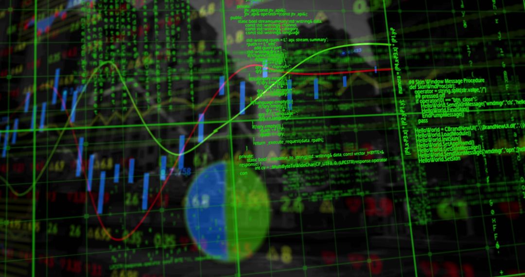 Futuristic Financial Data on Transparent Cityscape