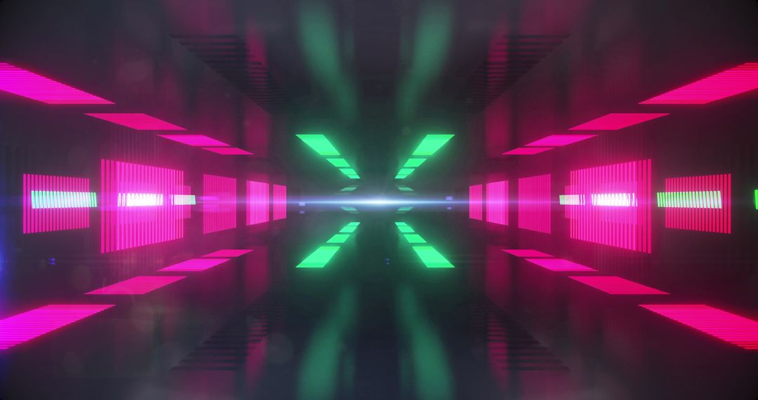 Neon Digital Tunnel with Futuristic Glowing Lights