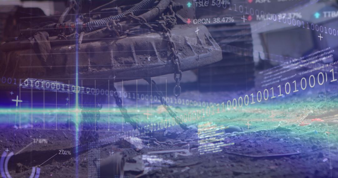 Magnetic Crane Lifting Scrap Metal at High-Tech Scrap Yard