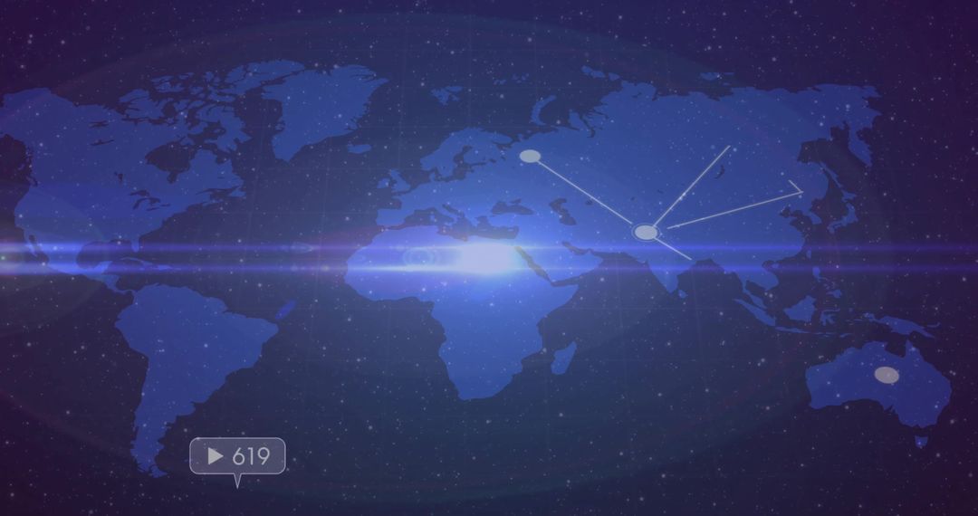 Digital World Map with Network Connections and UI Interface