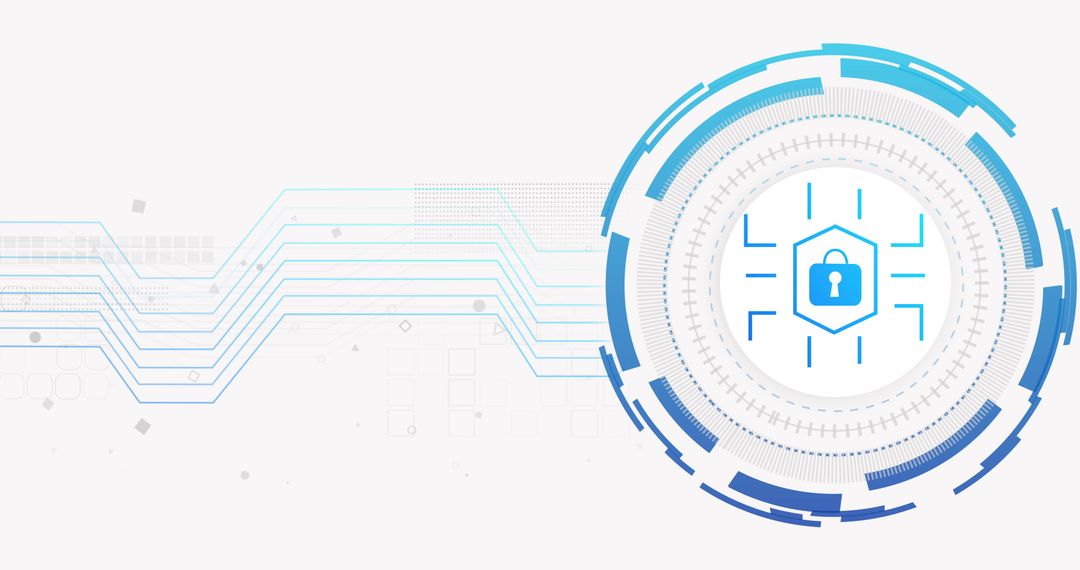 Cybersecurity Interface with Network Connections and Padlock