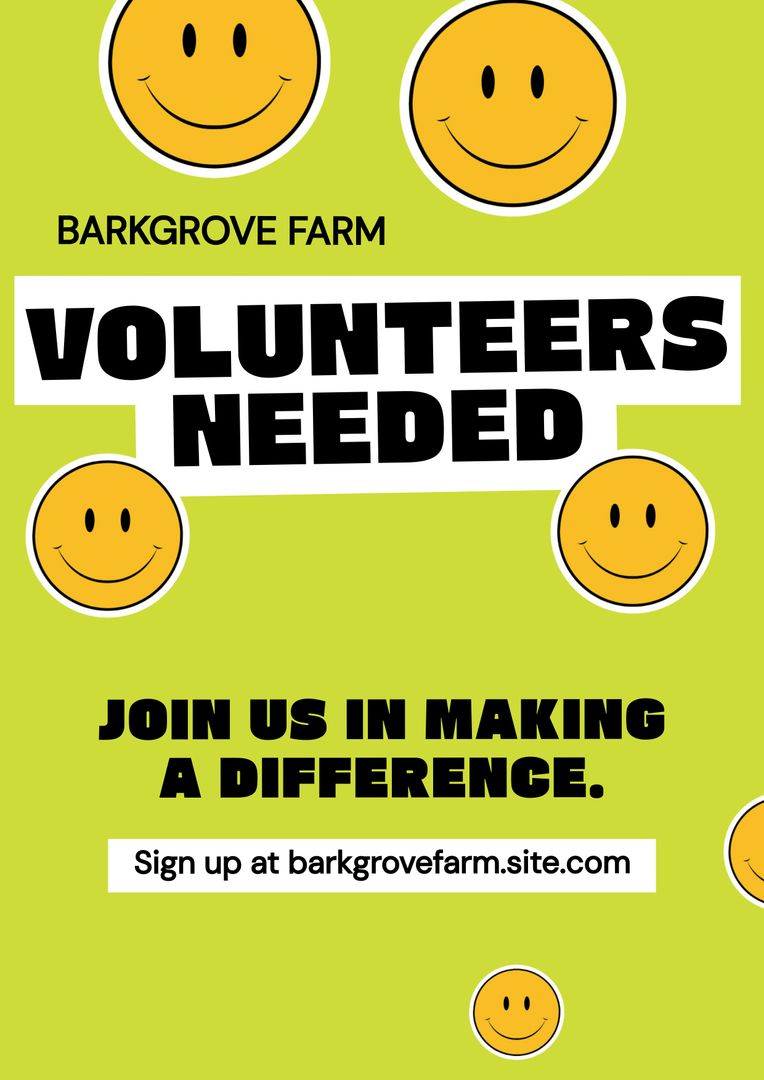 Volunteer Recruitment Poster with Cheerful Smiley Faces