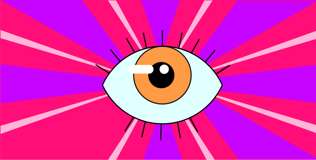 Stylized Eye Icon with Transparent Background in Radial Beam Design