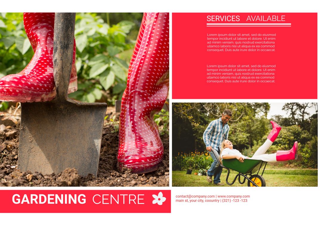 Gardening Joy with Red Boots and Playful Wheelbarrow Ride