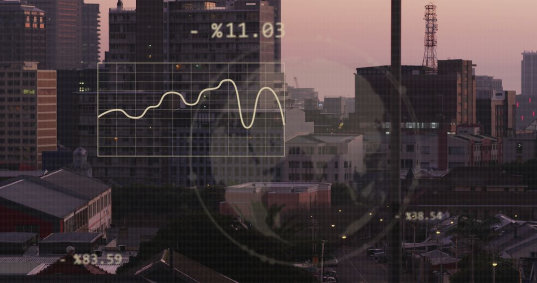 Digital Financial Data Overlay on Urban Landscape
