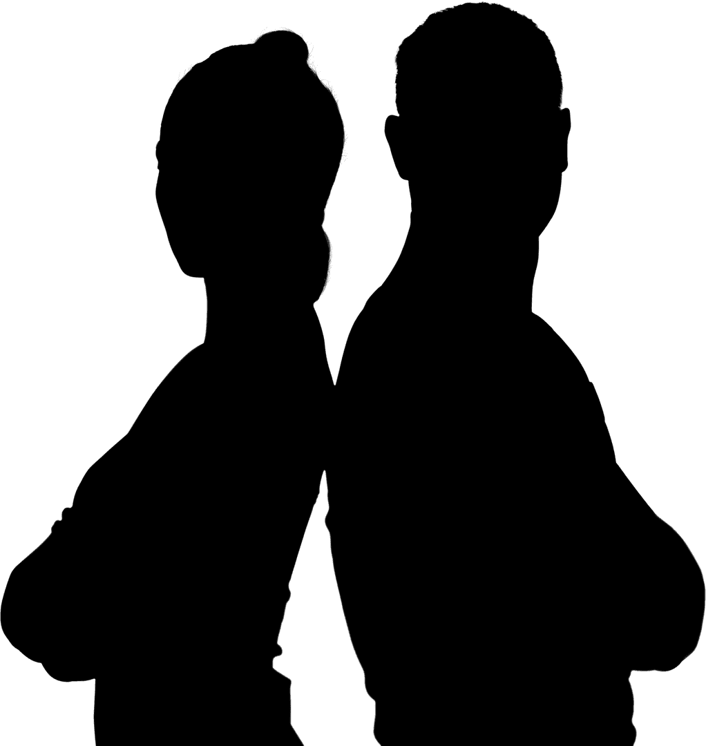 Transparent Silhouettes of Man and Woman Facing Each Other