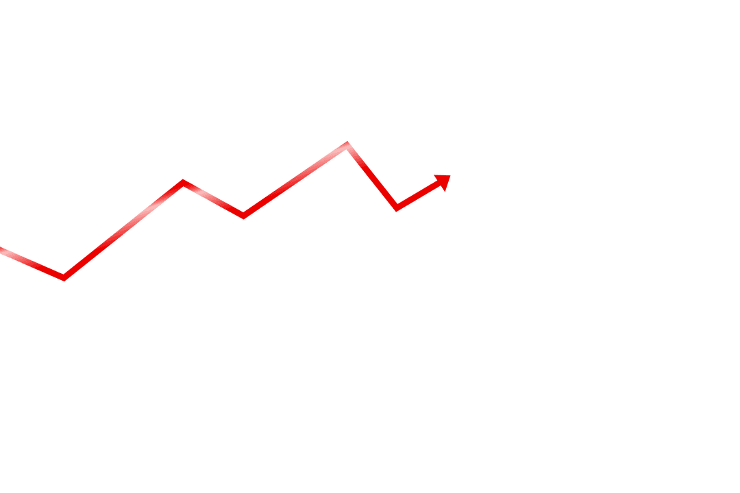 Red Statistics Arrow Icon on Transparent Background