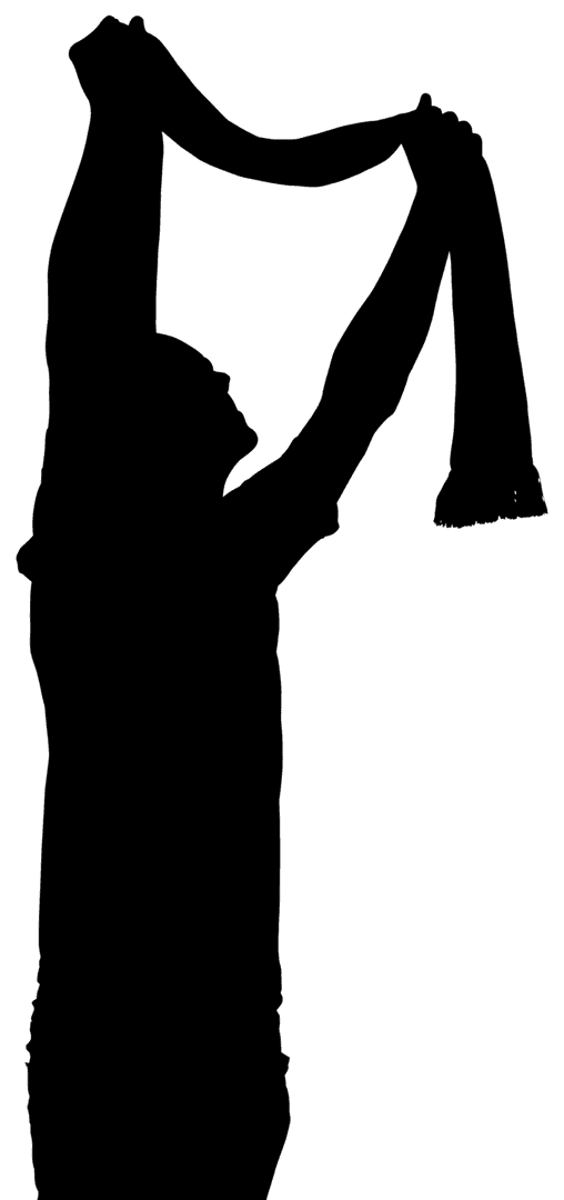 Silhouette of Man Wearing Scarf on Transparent Background