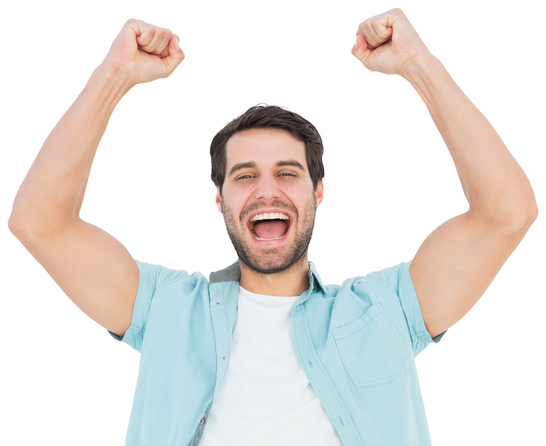 Transparent Background Happy Man Celebrating Success