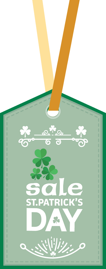 St. Patrick's Day Sale Tag with Irish Symbols on Transparent Background