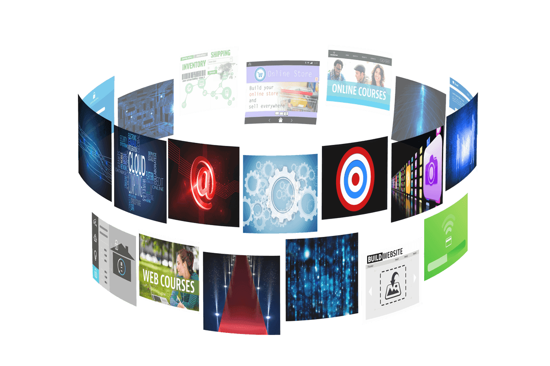 Digital Interfaces Showcased on Transparent Background