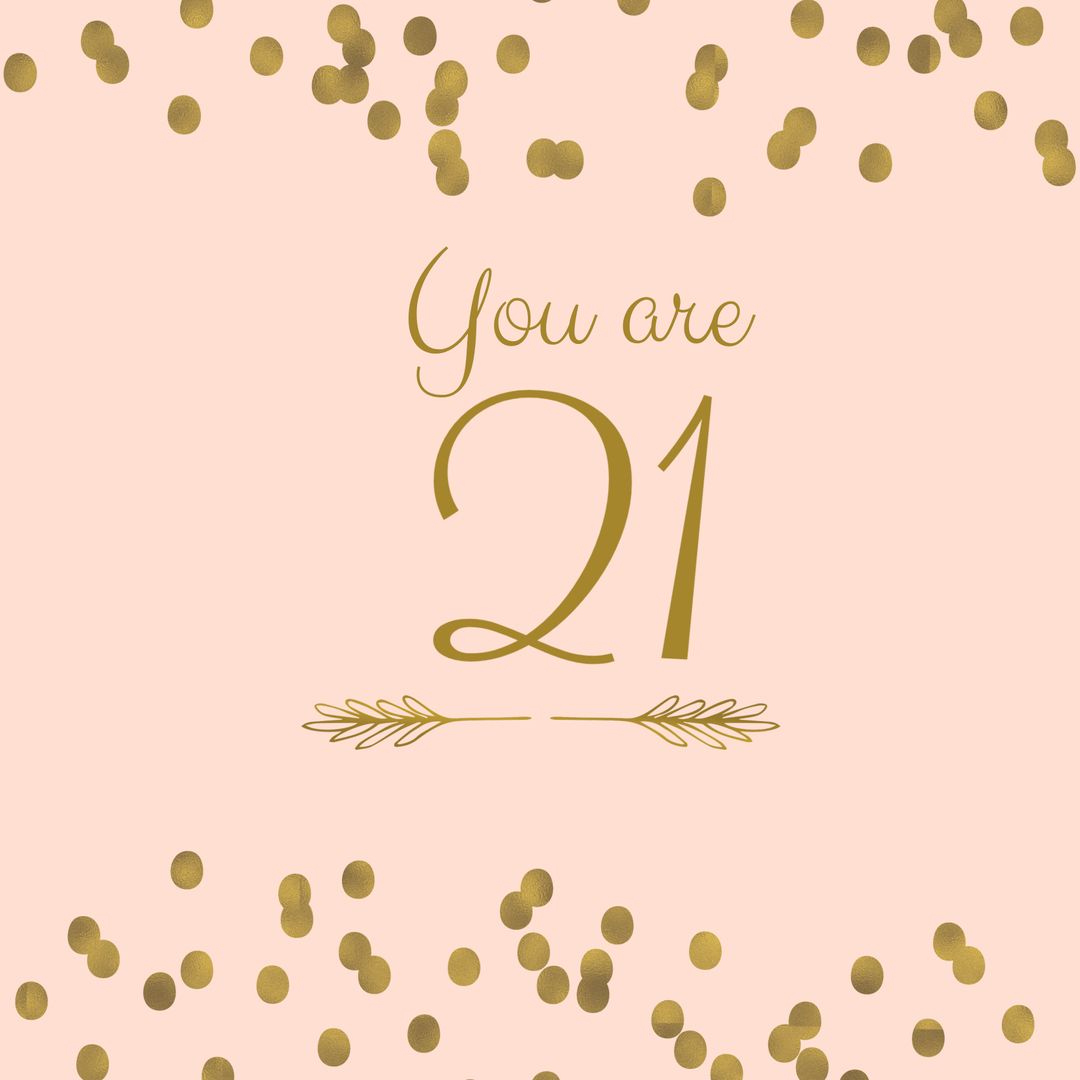 Elegant Golden Confetti 21st Birthday Invitation - Download Free Stock Templates Pikwizard.com