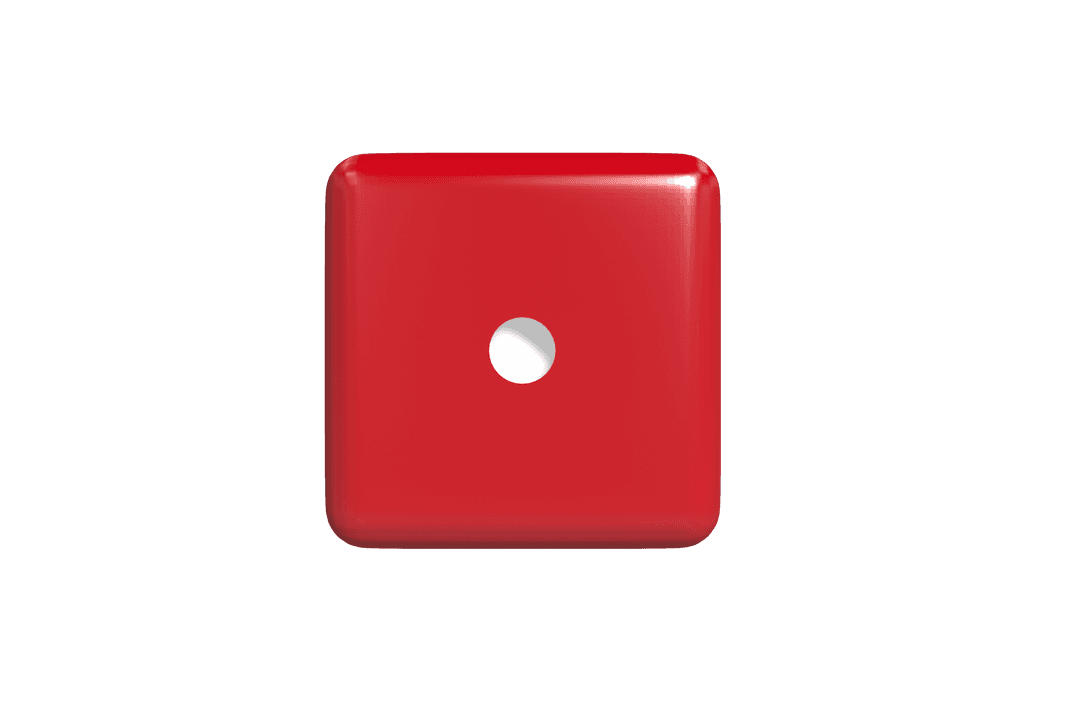 Transparent Red Single Dot Dice 3D Vector Graphic