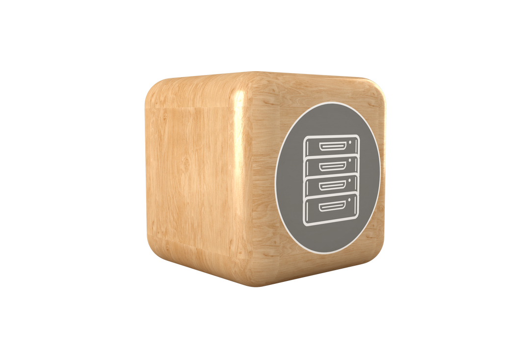 Transparent Wooden Cube with Filing Icon Representing Organization - Download Free Stock Images Pikwizard.com