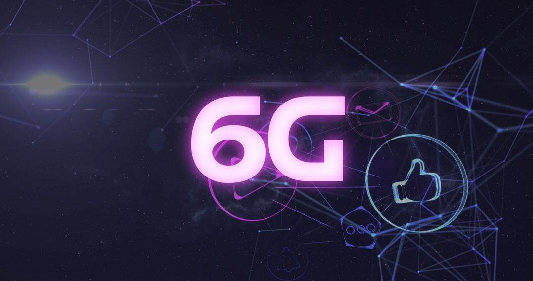 Futuristic 6G Technology with Digital Network Icons