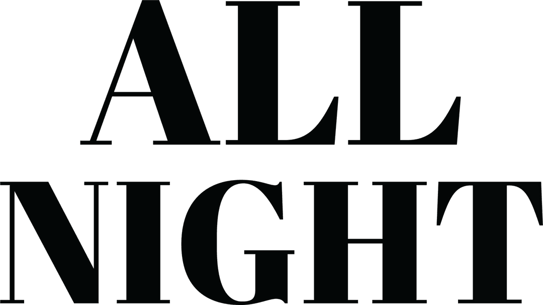 All Night Text Isolated on Transparent Background