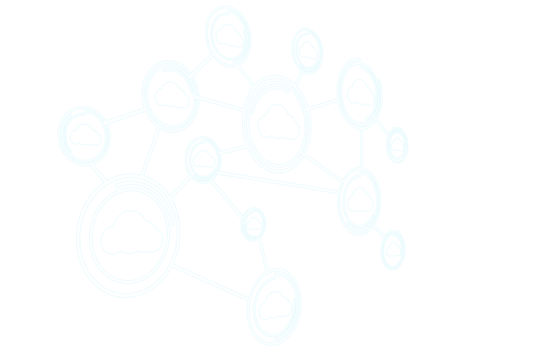 Network of Cloud Symbols on Transparent Background