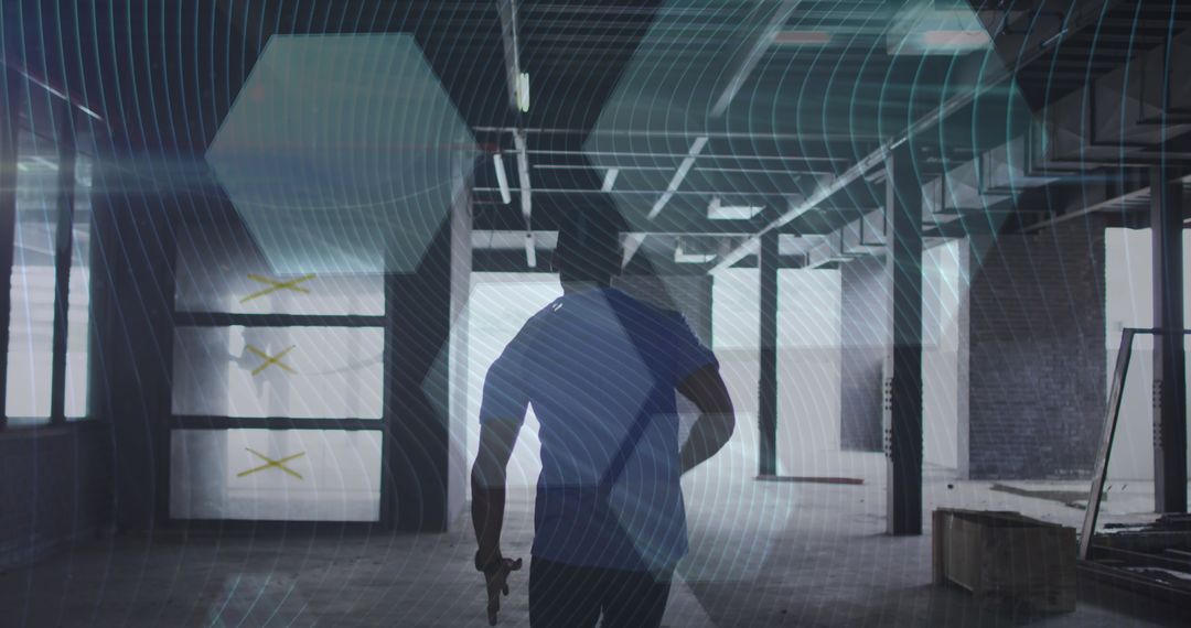 Athletic Man Running in Industrial Urban Environment