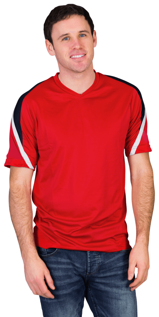 Transparent Background Male in Red Jersey