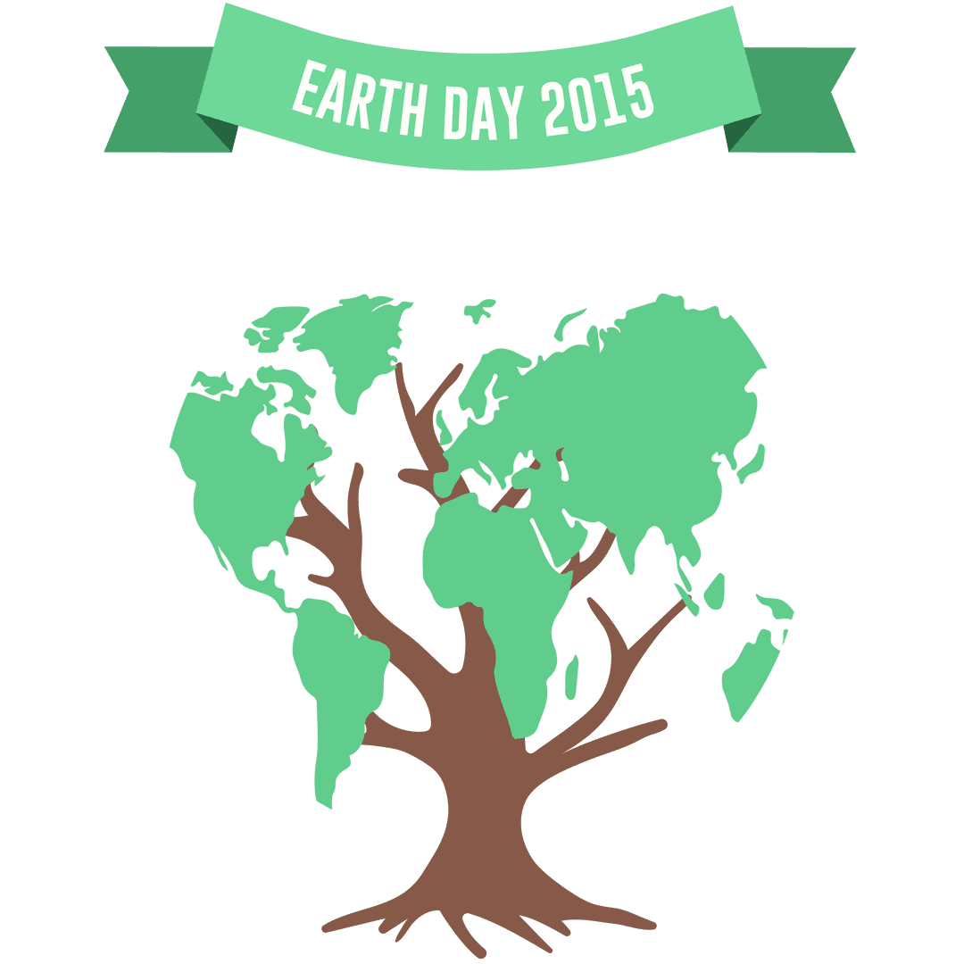 Earth Day 2015 Tree Illustration on Transparent Background
