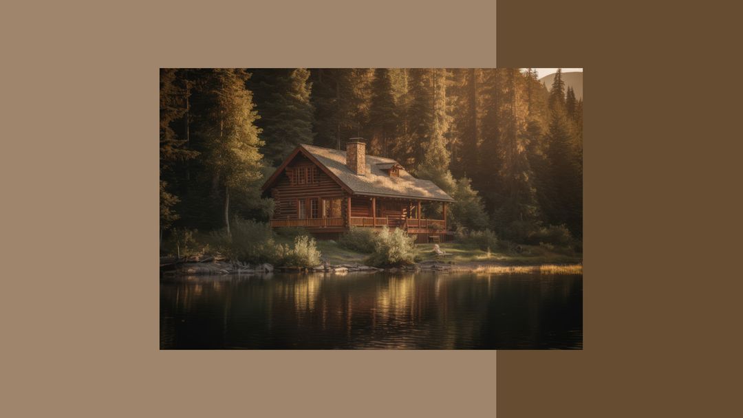 Tranquil Cabin by Serene Lake Surrounded by Forest - Download Free Stock Templates Pikwizard.com