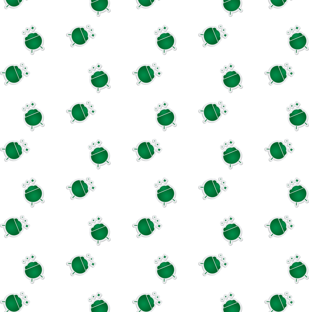 Seamless Transparent Pattern of Green Bowls on Clear Background