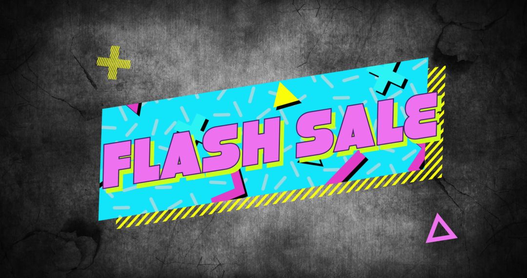 Retro Flash Sale Banner with Neon Geometric Graphics