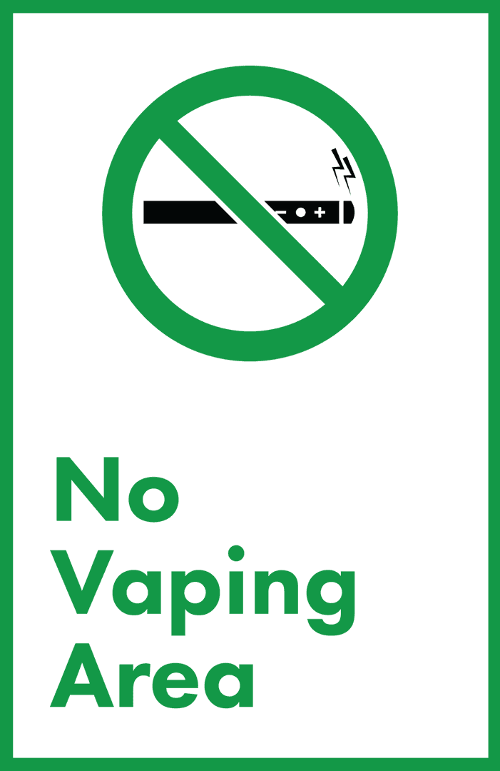Transparent No Vaping Area Sign with Green Frame